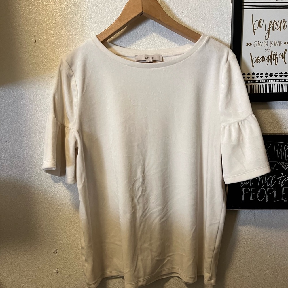 LOFT Women's Ivory Short Sleeve Top